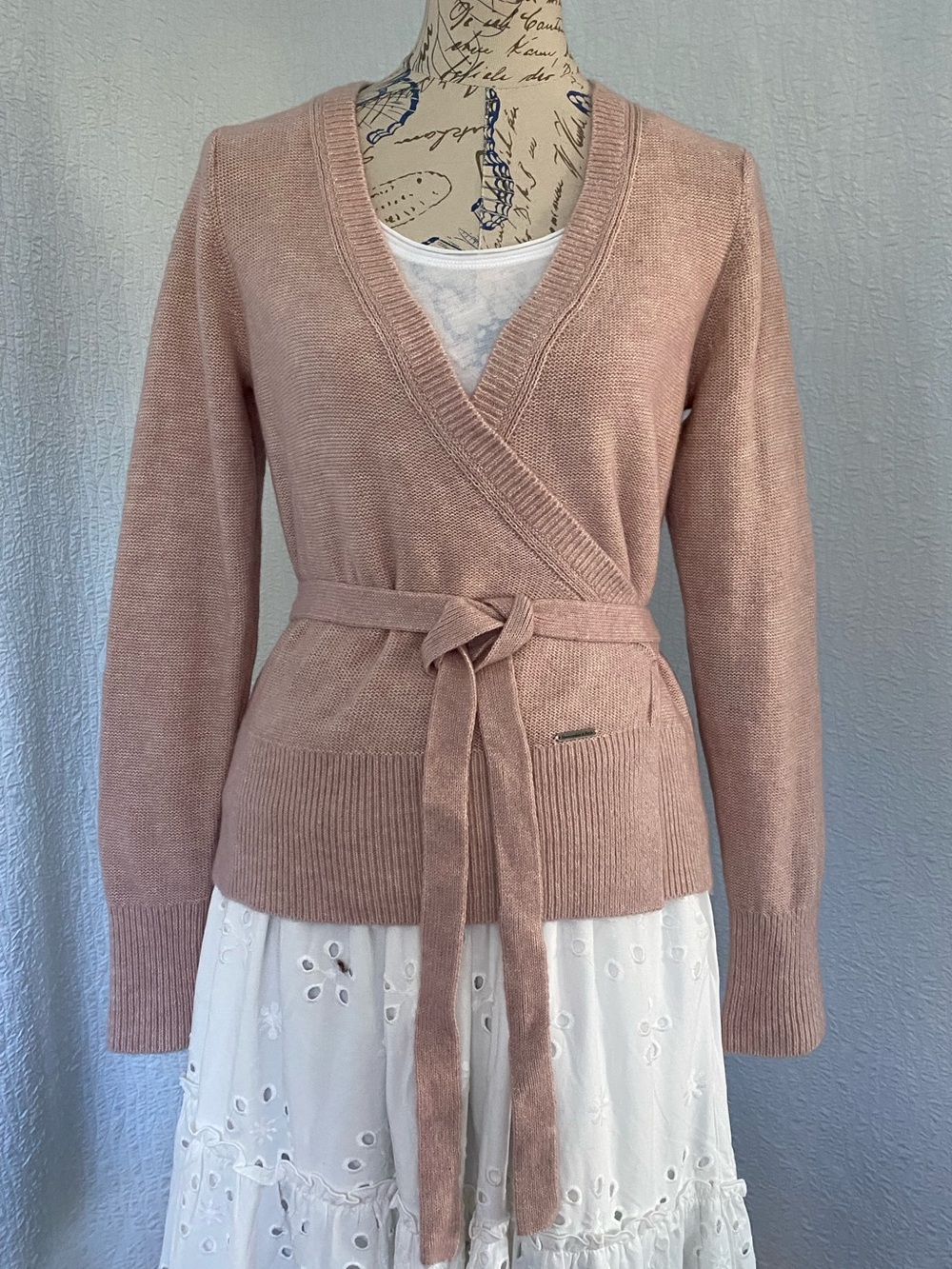 Abercrombie & Fitch Rose Wrap Tie Waist Cardigan NEW